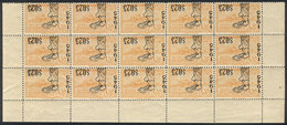 URUGUAY: Yvert 113a, 1945 Allied Victory 23c. On 1P.38c., Fantastic Block Of 15 (top Part Of The Sheet), MNH, Very Fresh - Uruguay