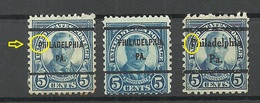 USA PHILADELPHIA PA. Pre-cancels, 3 Exemplares, Incl Errors - Precancels