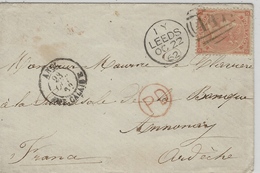 1862- Cover From Leeds To France Fr. 4 Pence Pl. 3 - Storia Postale