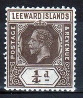 Leeward Islands 1921 Edward VII ¼d Brown Single Definitive Stamp. - Leeward  Islands