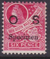 New South Wales 1889 SG O42as P. 12 Mint Hinged SPECIMEN - Neufs