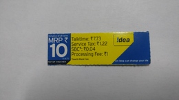 India-idea-talking773-card-(32m)-(mrp 10)-(953029454215605)-(bangalore)-(12/2015)-card Used+1 Card Prepiad Free - Indien