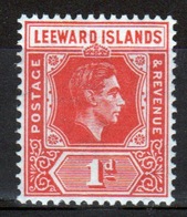 Leeward Islands 1938 George VI 1d Scarlet Single Definitive Stamp. - Leeward  Islands