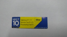 India-idea-talking777-card-(32p)-(mrp10)-(084996229648842)-(bangalore)-(5/2015)-card Used+1 Card Prepiad Free - Indien