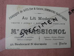 Carte Commerciale Avec Enveloppe 22/05/1918 "Au Lit Moderne" 42 Bld. St. Germain Paris "AU LIT MODERNE" - Material Y Accesorios