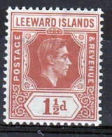 Leeward Islands 1938 George VI 1½d Chestnut Single Definitive Stamp. - Leeward  Islands