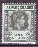 Leeward Islands 1938 George VI 1/- Black/emerald Single Definitive Stamp. - Leeward  Islands