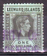 Leeward Islands 1938 George VI 1/- Black/emerald Single Definitive Stamp. - Leeward  Islands
