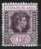Leeward Islands 1938 George VI 6d Deep Purple And Purple Single Definitive Stamp. - Leeward  Islands