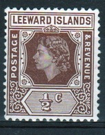 Leeward Islands 1954 Queen Elizabeth ½ Cent Single Definitive Stamp. - Leeward  Islands