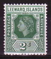 Leeward Islands 1954 Queen Elizabeth Two Cent Single Definitive Stamp. - Leeward  Islands