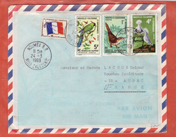 NOUVELLE CALEDONIE LETTRE MILITAIRE PAR AVION DE 1969 DE NOUMEA POUR AUNAC FRANCE - Cartas & Documentos