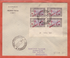 INDE FRANCE LIBRE N°209 AVEC VARIETES" PRANCE ET FRANOE" LETTRE DE 1944 DE PONDICHERY - Storia Postale