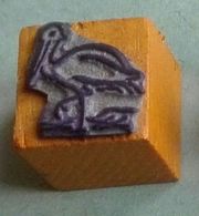 Oiseau, Cigogne - Tampon Scolaire, Cube Bois - French Rubber Stamp, School, Bird, Stork - Coloriage, Dessin - Scrapbooking