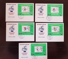 TOGO Football. ESPANA 82. Yvert BF 154/158 NON DENTELE ( Imperf) Sur 5 Enveloppes 1er Jour FDC Cachet LOME - 1982 – Spain