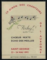 Rare // Etiquette De Vin // Musique // Féchy, Coeur Mixte "Echo Des Meilles" Saint-George - Musique