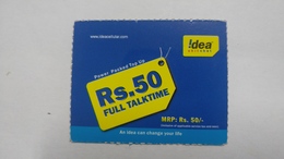 India-idea-full Talktime-card-(34e)-(rs.50)-(9449237028284)-(jaipur)-()-card Used+1 Card Prepiad Free - Indien