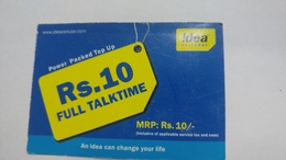 India-idea-full Talktime-card-(35)-(rs.10)-(0698599706590)-(jaipur)-()-card Used+1 Card Prepiad Free - India