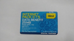 India-idea-internet Pack-(36c)-(25mb)-(121962514652100)-(bangalore)-(6/2015)-card Used+1 Card Prepiad Free - India