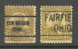 USA 1922/27 - 2 Pre-cancels - New Britain & Fairfield - On President Ulysses Grant Stamp 8 C. Mi 270 - Precancels