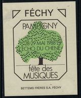 Rare // Etiquette De Vin // Musique // Féchy , Fête Des Musiques Pampigny L'Echo Du Chêne - Musique