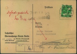 1948,POSTKRIEG: Karte Mit 10 Pfg. Band/Netz BERLIN GRUNEWALD Nach Weiterleitung "Zurück Unzulässig" - Unclassified