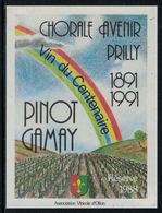 Rare // Etiquette De Vin // Musique // Pinot-Gamay, Chorale Avenir Prilly, Vin Du Centenaire - Muziek & Instrumenten