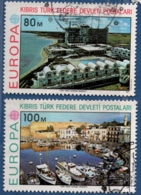 Cyprus Turkish 1977 Cept 2 Values Cancelled Kyrenia Harbour, Hotel Salamis Bay Famagusta - 1977