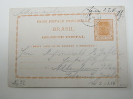 BRASIL , 1887 , BAHIA , Tajeta Postal  A Alemanhia - Lettres & Documents