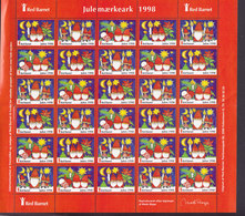 Denmark Full Sheet Christmas Seal 1998 Red Barnet Save The Child Artist : Mads Stage MNH** - Feuilles Complètes Et Multiples