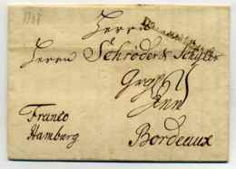Lettre De COPENHAGUE Avec Marque De Transit D'ALLEMAGNE + Franco Hamburg Manuscrit / 1748 - 1701-1800: Voorlopers XVIII