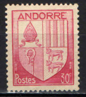 ANDORRA FRANCESE - 1944 - STEMMA - COAT OF ARMS - FRANCOBOLLO CON PIEGA - MNH - Unused Stamps