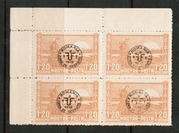 HUNGARY   Scott # 3N 33* VF MINT HINGED BLOCK Of 4 PRINTED On GUM SIDE "RARE"  LG-924 - Debreczin