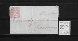 1854-1862 SITZENDE HELVETIA Ungezähnt (Strubel)  → Porrentruy Nach Lausanne SBK-24B - Cartas & Documentos