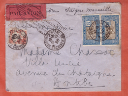 INDOCHINE LETTRE PAR AVION DE 1930 DE SAIGON POUR ANTIBES FRANCE - Brieven En Documenten