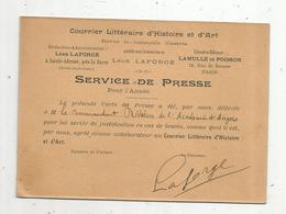 Carte De Presse , Courrier Littéraire D'Histoire Et D'Art , Validé Par Le Maire De Sainte Adresse ,1898 , 2 Scans - Ohne Zuordnung