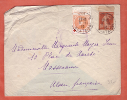 FRANCE VIGNETTE CROIX ROUGE SUR LETTRE DE 1916 DE PARIS POUR MASSEVAUX - Croce Rossa