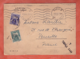 SUEDE CARTE TAXEE DE 1946 DE SUNDSVALL POUR VERSAILLES FRANCE - Sonstige & Ohne Zuordnung