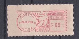 USA 1948 ATM BOSTON PRAGMA FRAMA AUTOMATIC  STAMPS AUTOMATPORTO AUTOMATENMARKEN AUTOMAT MÄRKE - Vorausentwertungen