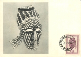 CONGO BELGE - CARTE MAXIMUM - ART INDIGENE - MASQUE POLYCHROME - TRIBU BA-KUBA - TIMBRE N° 281 - VOYAGEE En 1952 - Brieven En Documenten