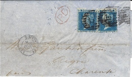 1867 - Letter From London To France Fr. Pair 2 Pence  Pl. 9 - Lettres & Documents