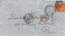 1869- Cover From Charing-Cross To Paris Fr. 4 Pence  Pl. 11 - Briefe U. Dokumente
