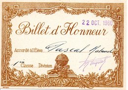Billet D'honneur Octobre 1960 - Zonder Classificatie