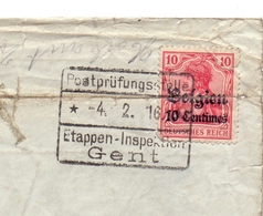 Stempel Cachet - Postprüfungsstelle - Etappen Inspektien Gent - 4.2. 1916 - OC26/37 Territoire Des Etapes