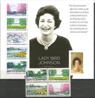 Hommage à Lady Bird Johnson (First Lady) Highway Beautification Act. Feuillet + Bloc De 4 T-p Neufs ** - Unused Stamps