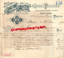 75- PARIS-44- LA FORGE NEUVE- MOISDON LA RIVIERE-SAINT NICOLAS DE REDON- RARE FACTURE 1892 CIDRERIES FRANCAISES-CIDRE- - 1800 – 1899