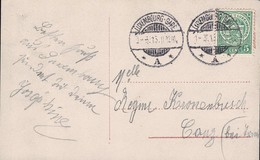 Carte Postale écrite, 2Cachets Luxembourg-Gare 1.3.1913,  Michel:87  5c. Vert  2Scans - 1907-24 Abzeichen