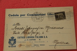 Torino Cedola Per Commissione Libraria 1939 - Autres & Non Classés