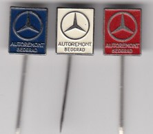 3 Pin Pin Badge Anstecknadel AUTOREMONT Belgrade Yugoslavia Authorized Service MERCEDES BENZ Car Cars Auto Automotive - Mercedes