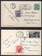 TYPE "GERBES" / 1948 - 1955 - 2 CARTES TAXEES (ref 7932) - 1859-1959 Brieven & Documenten